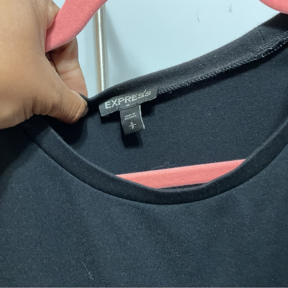 Express Black Long Sleeve Stretch Top Size S - Picture 3 of 5